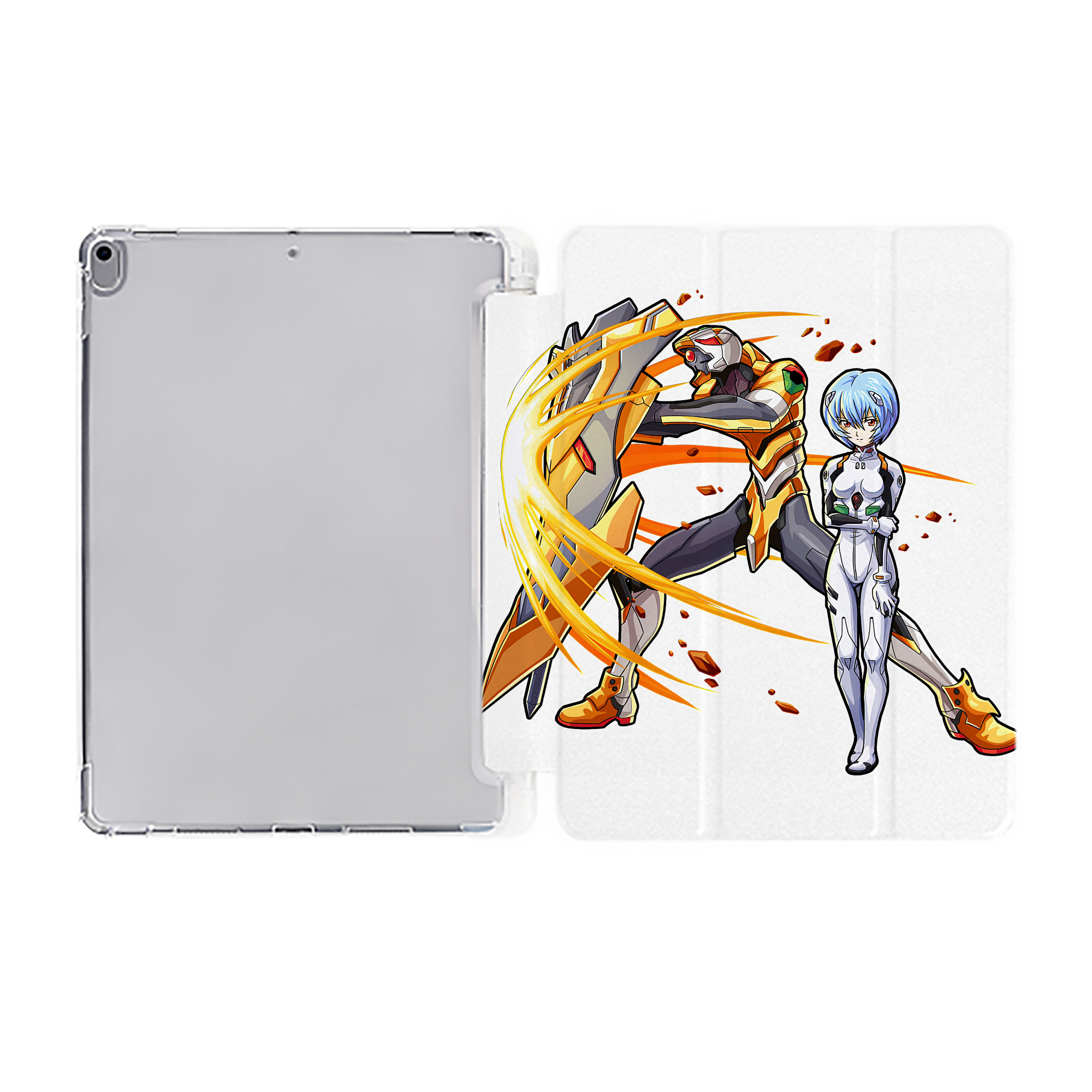（画像用） EVA 新世紀エヴァンゲリオン IPad ケース ペン収納付き 三つ折りスタンド PUレザー×シリコン 対応機種9.5/10.5/10.9インチ